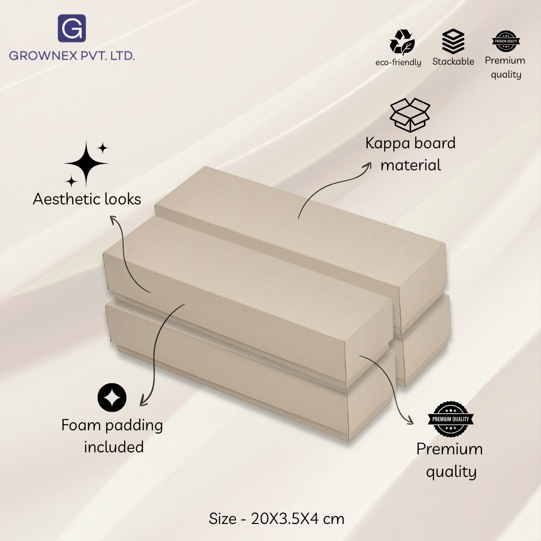Lid Pattern Chain Box - Beige | Grownex Packaging | Jewellery Box