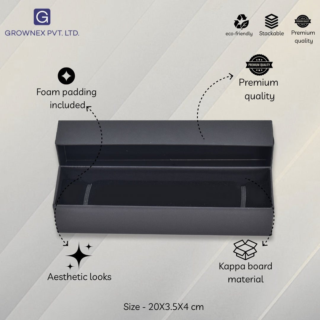 Lid Pattern Chain Box - Black | Grownex Packaging | Jewellery Box