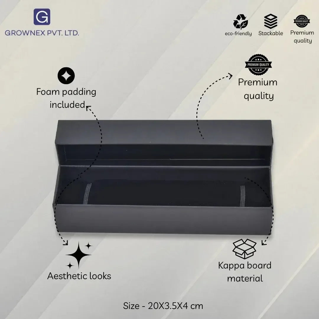 Lid Pattern Chain Box - Black | Grownex Packaging | Jewellery Box