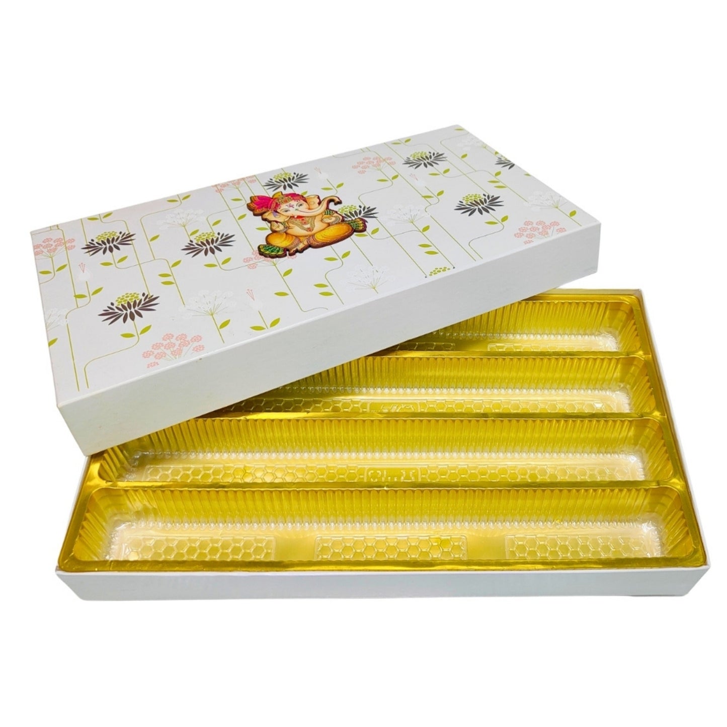 White Floral Ganesha Gift Box – Premium Festive Packaging | Grownex Packaging | Sweet Box