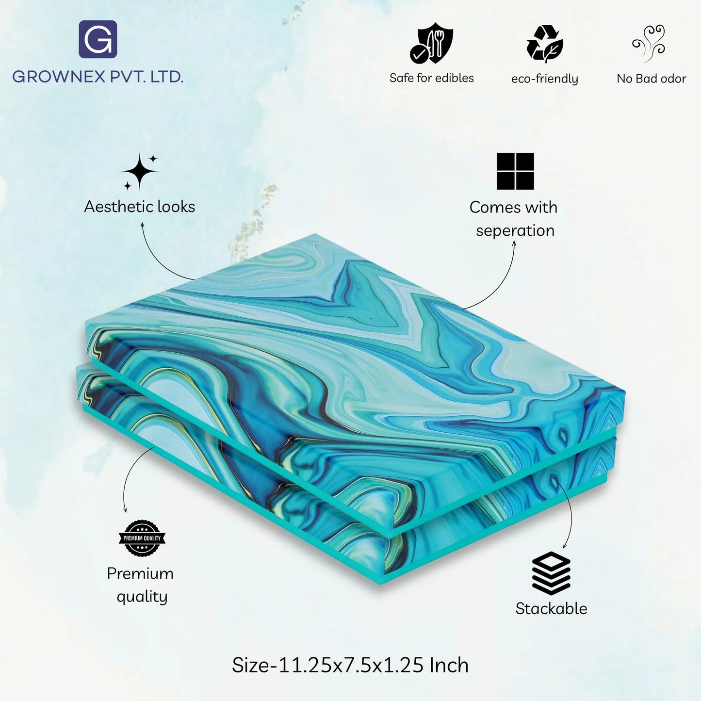 24 Pcs Cavity Chocolate Box - Marble Blue | Grownex Packaging | Chocolate Box