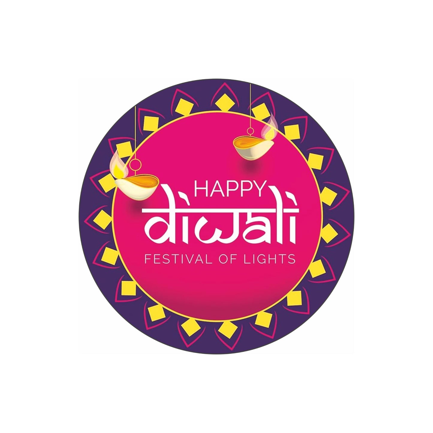 Happy Diwali Sticker – Festival of Lights Decorative Rangoli Design | Grownex Packaging | Tags & Stickers