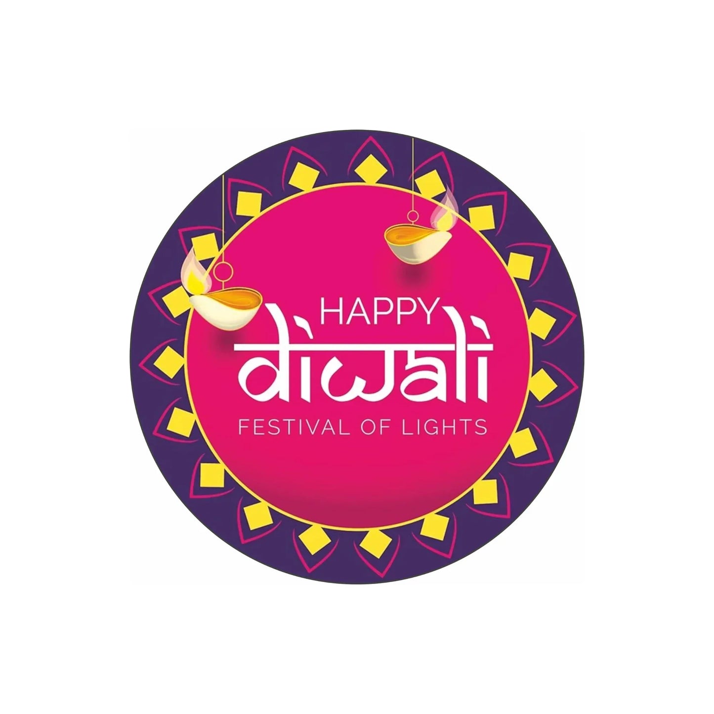 Happy Diwali Sticker – Festival of Lights Decorative Rangoli Design | Grownex Packaging | Tags & Stickers