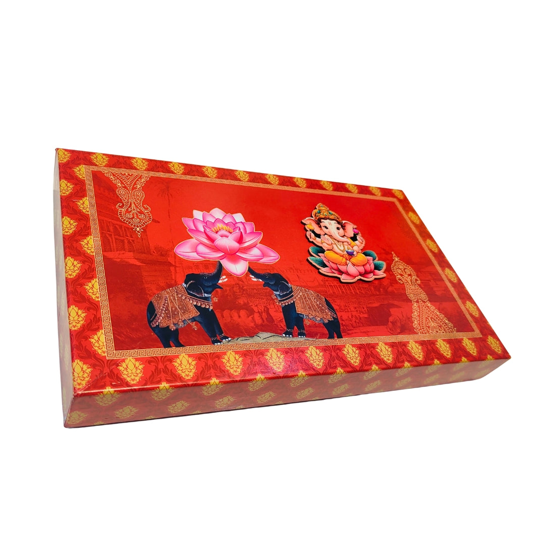 Ganesh Chaturthi Red Gift Box Sweets & Dry Fruits | Grownex Packaging | Sweet Box