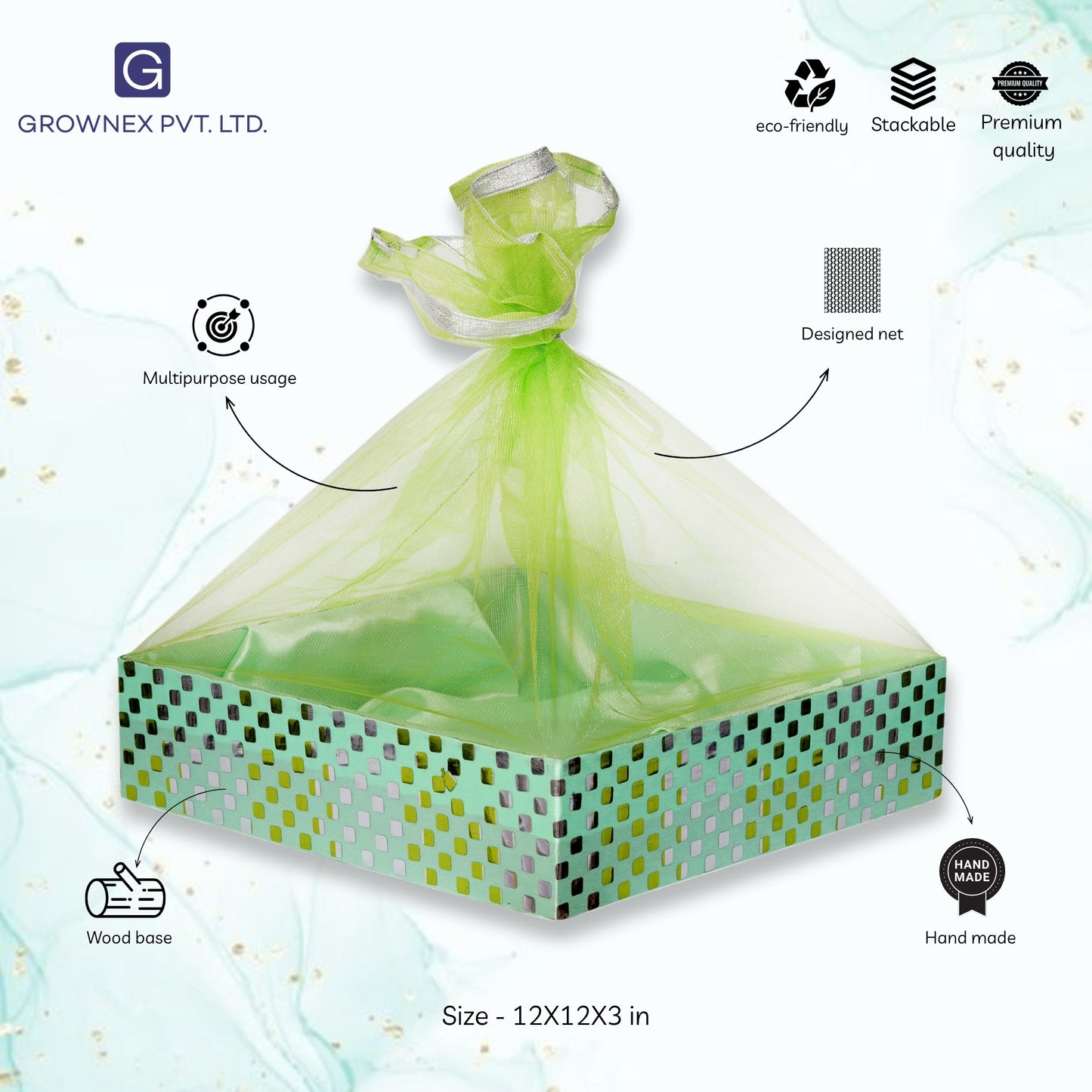 Lime Green Gift Hamper Basket | Grownex Packaging | Basket & Tray