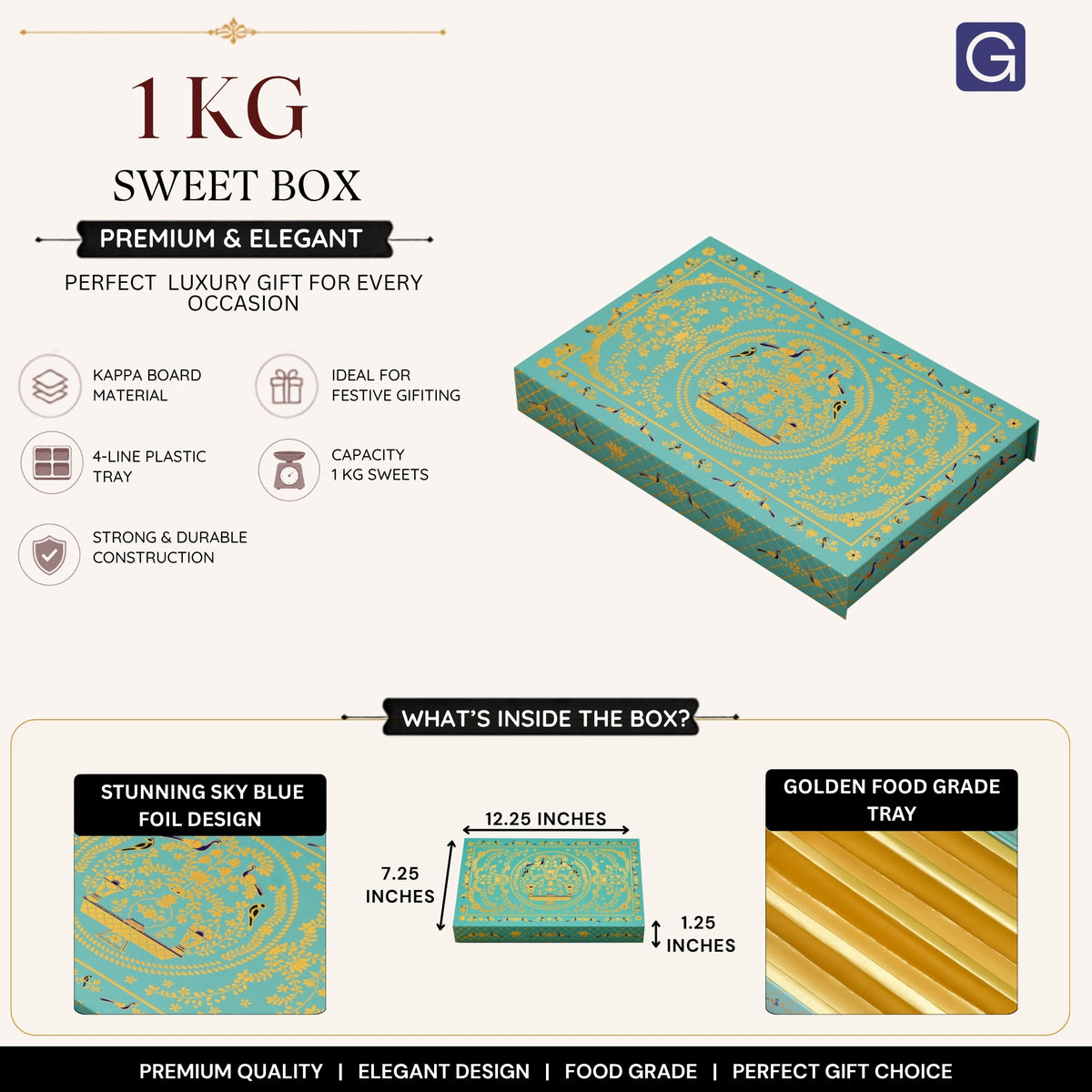 Sky Blue Foil Magnetic Magnetic File Box - Side View