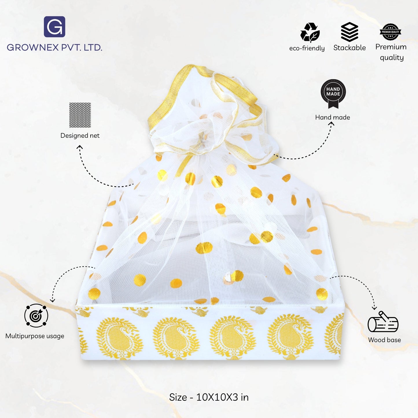 Royal White Hamper Basket | Grownex Packaging | Basket & Tray