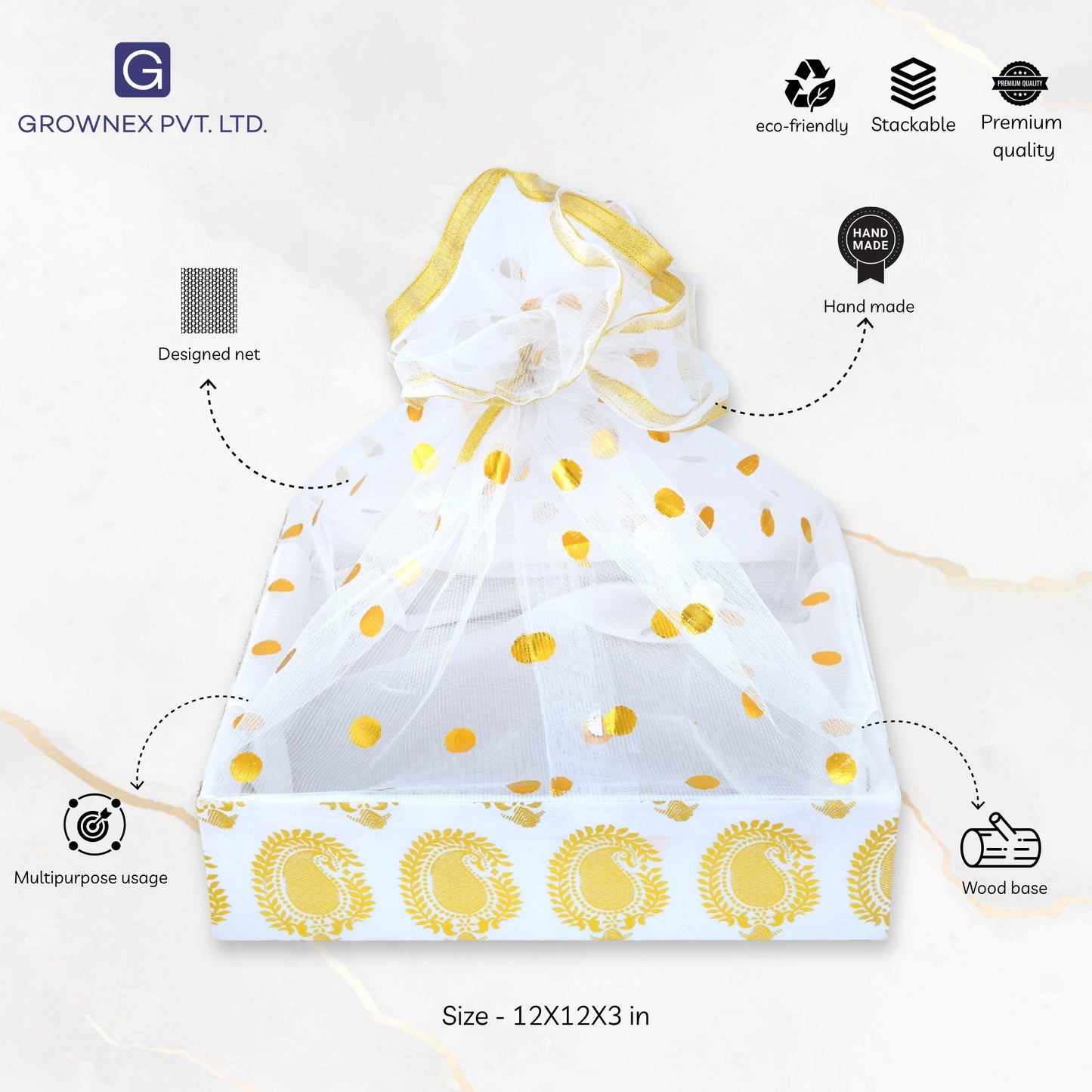 Royal White Hamper Basket | Grownex Packaging | Basket & Tray