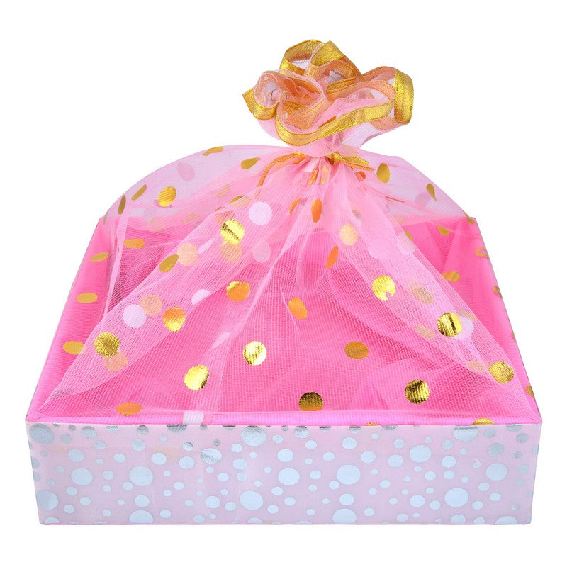Polka Pink Wooden Basket | Grownex Packaging | Basket & Tray
