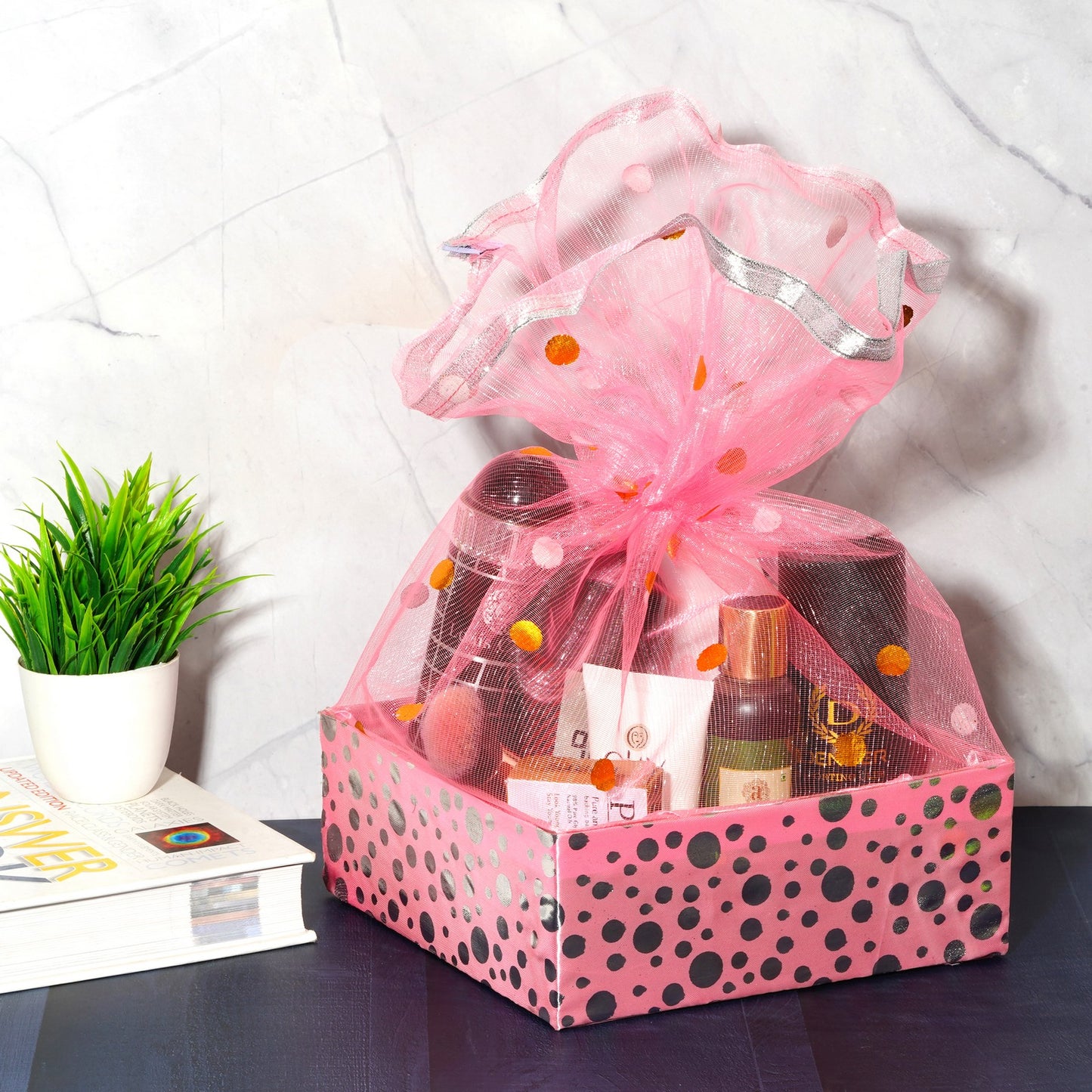 Polka Pink Wooden Basket | Grownex Packaging | Basket & Tray