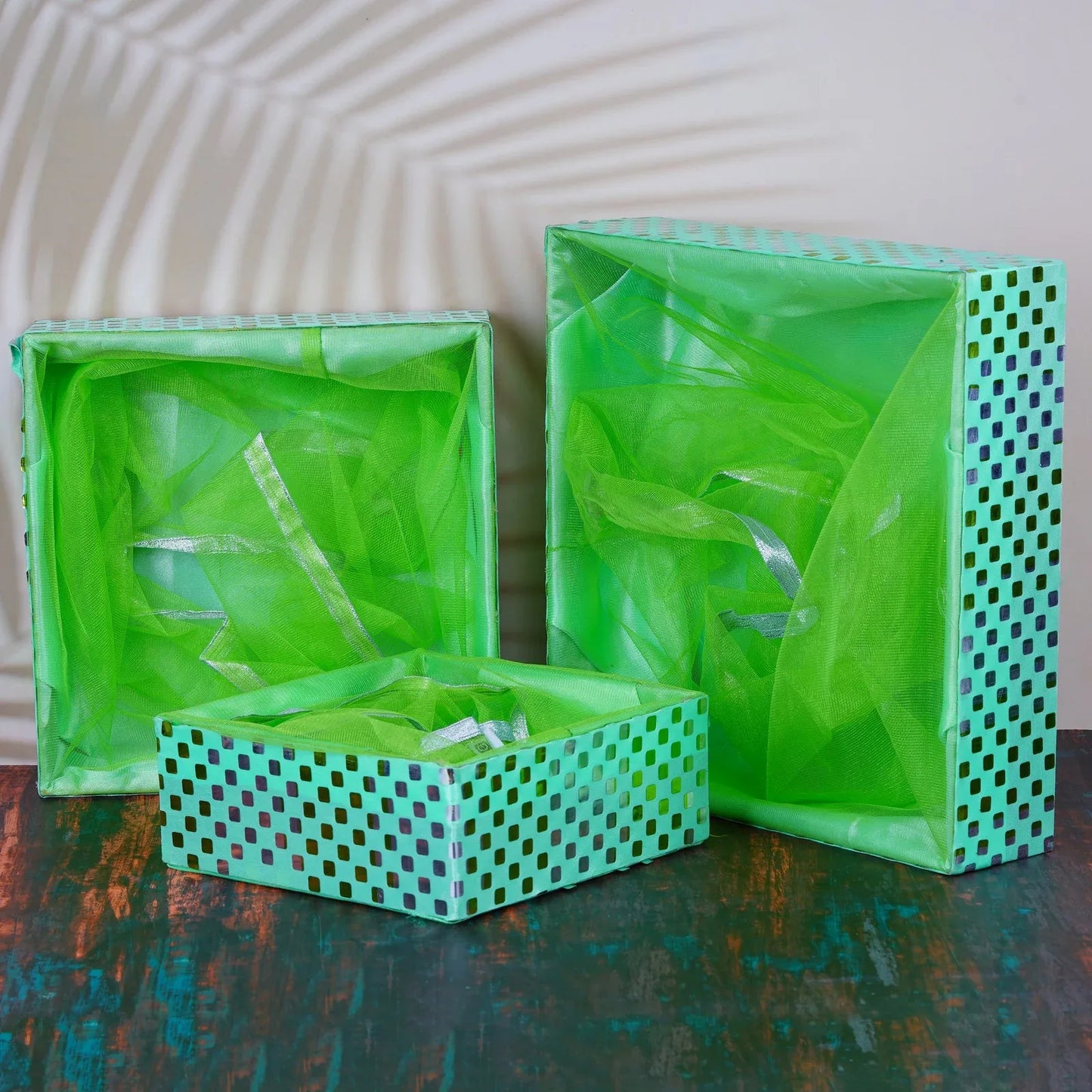Set of 3 Classic Lime Green Gift Hamper Basket For Festival Celebration | Grownex Packaging | Basket & Tray