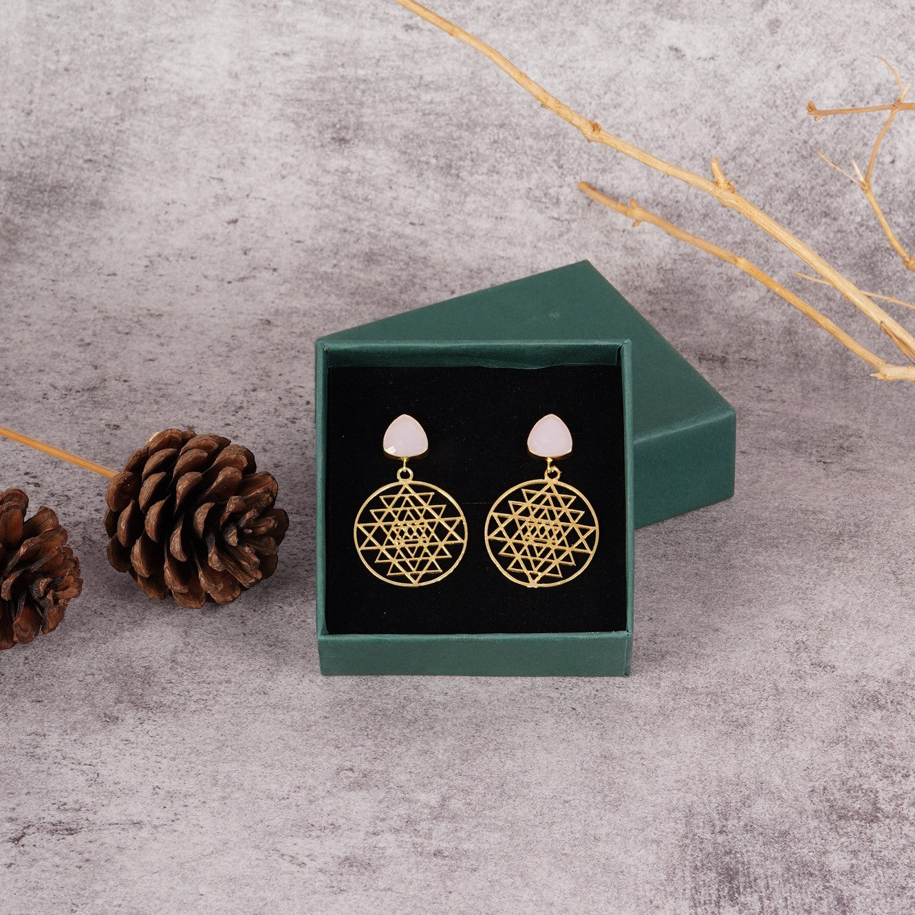 Lid Pattern Earrings Box - Green | Grownex Packaging | Jewellery Box