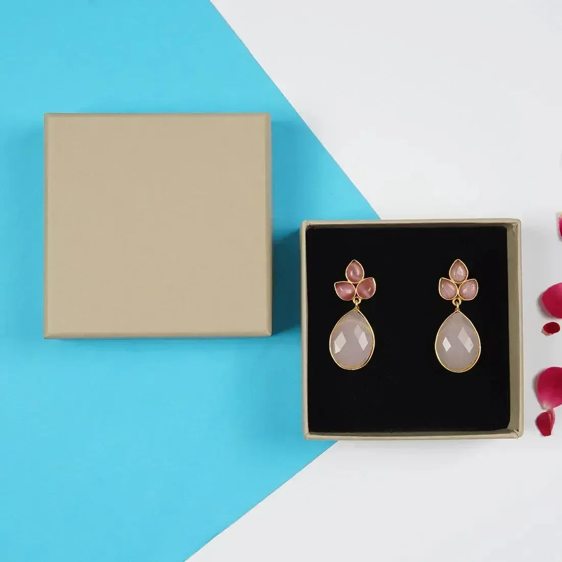 Lid Pattern Earrings Box - Beige | Grownex Packaging | Jewellery Box
