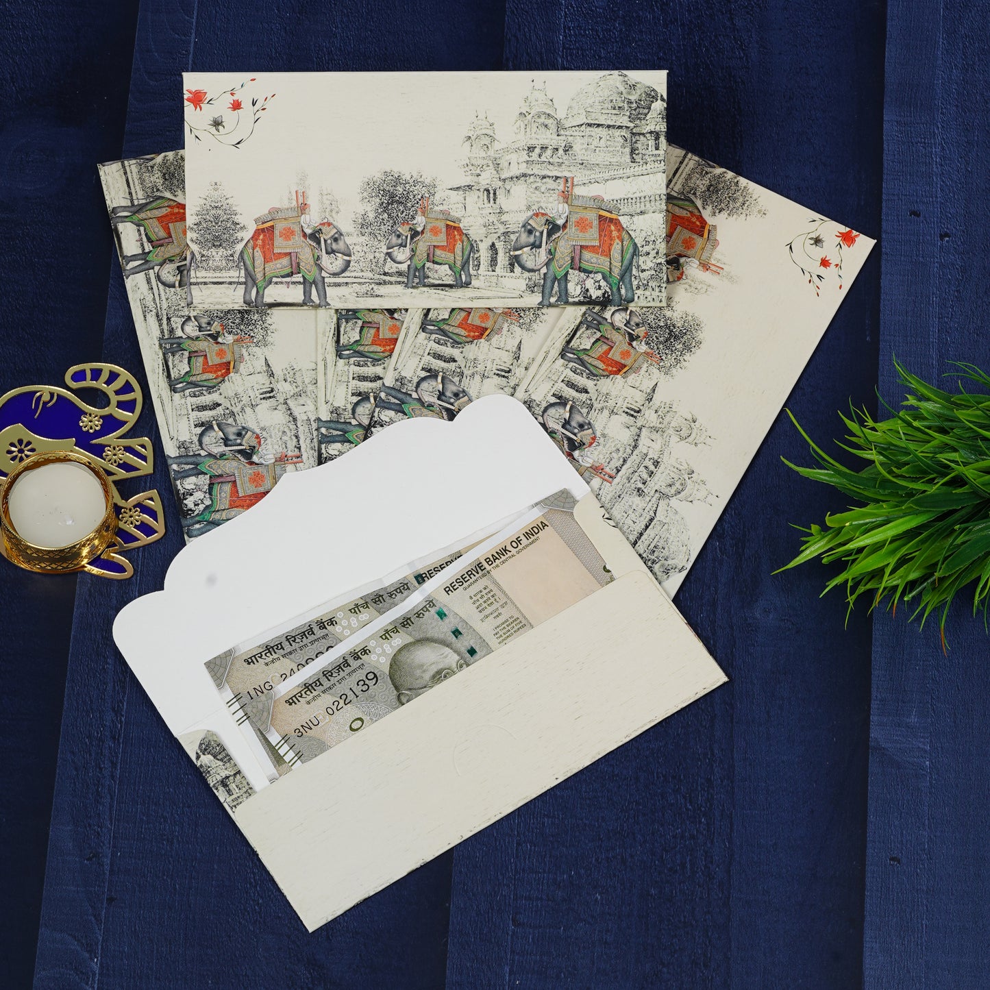Beige Elephant Matt Envelop For Rakhi Special | Grownex Packaging | Envelope
