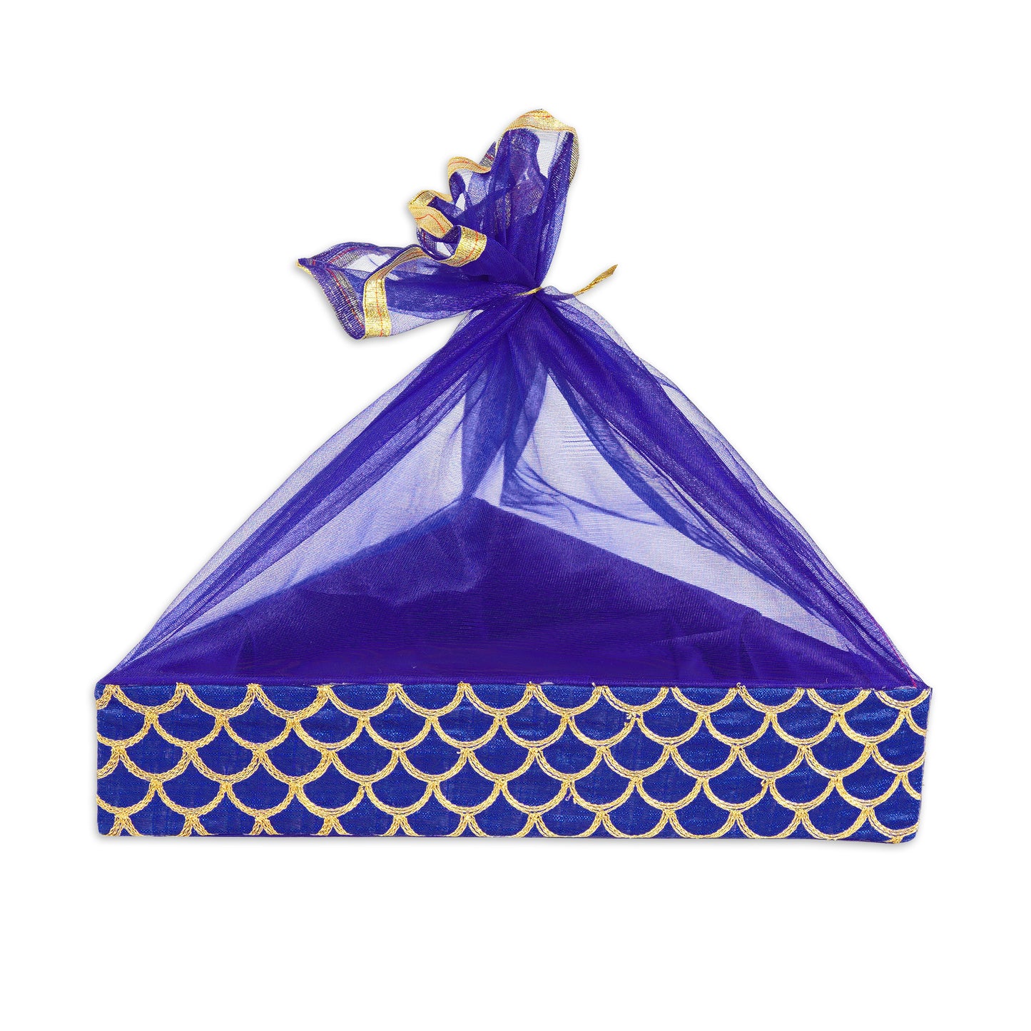 Designer Gift Hamper Triangle Basket - Royal Blue | Grownex Packaging | Basket & Tray