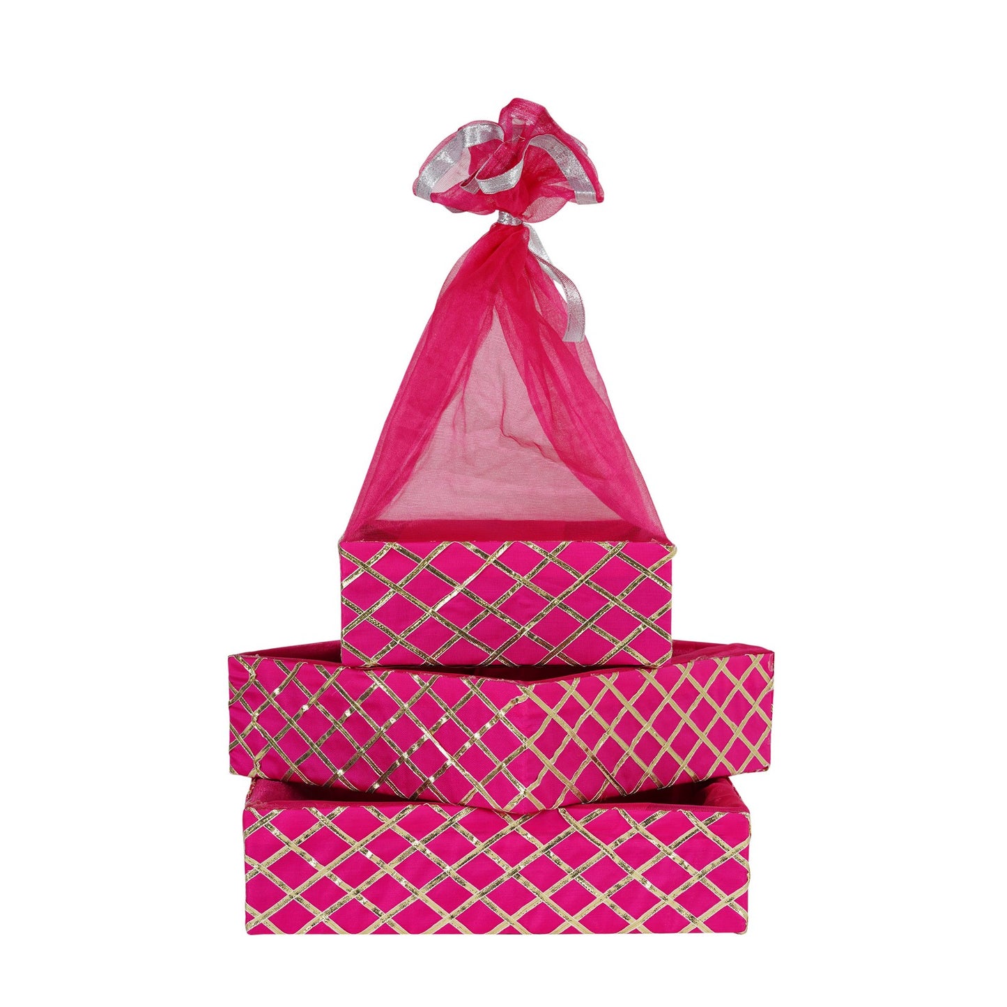 Square Lace Rani Pink Basket | Grownex Packaging | Basket & Tray