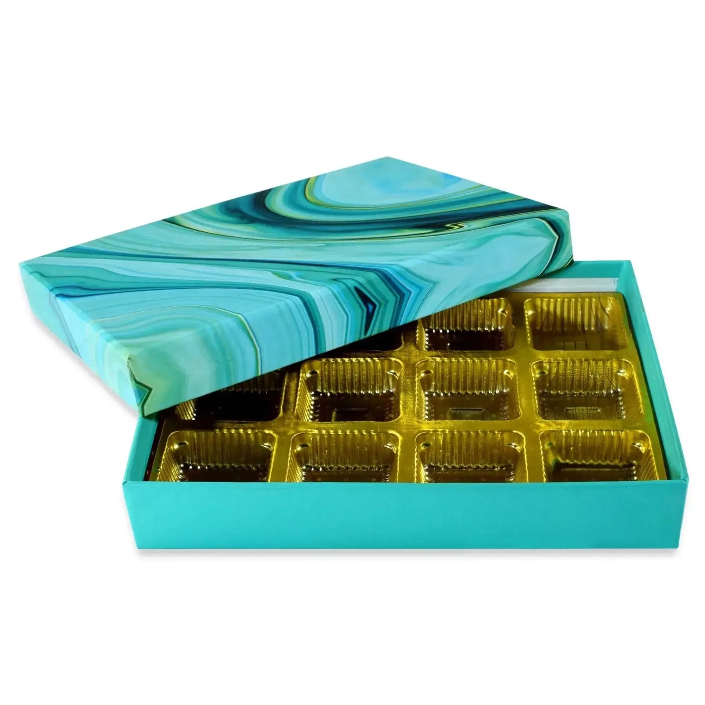 12 Pcs Cavity Chocolate Box - Marble Blue | Grownex Packaging | Chocolate Box