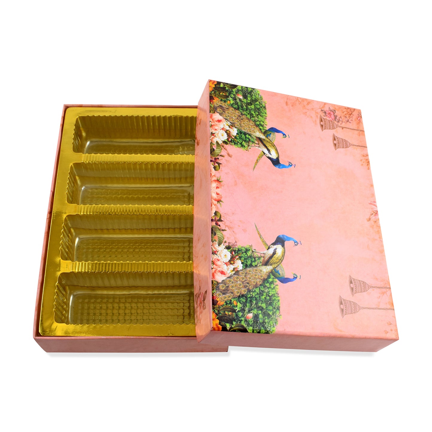 500 gm Pink Peacock 4 Line Premium Sweet Box | Grownex Packaging | Sweet Box