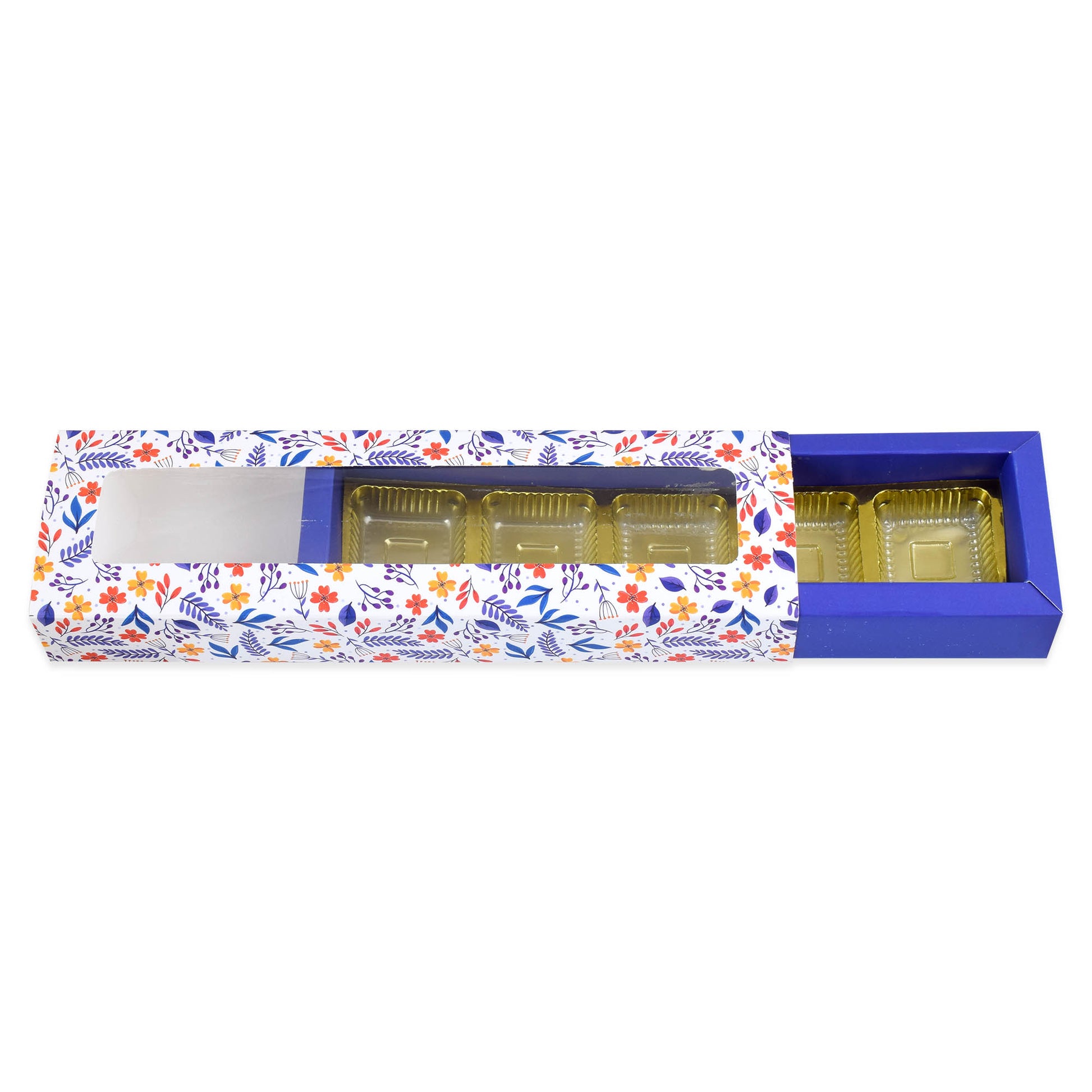 5 Cavity Folding Chocolates packing Box - Blue | Grownex Packaging | Chocolate Box