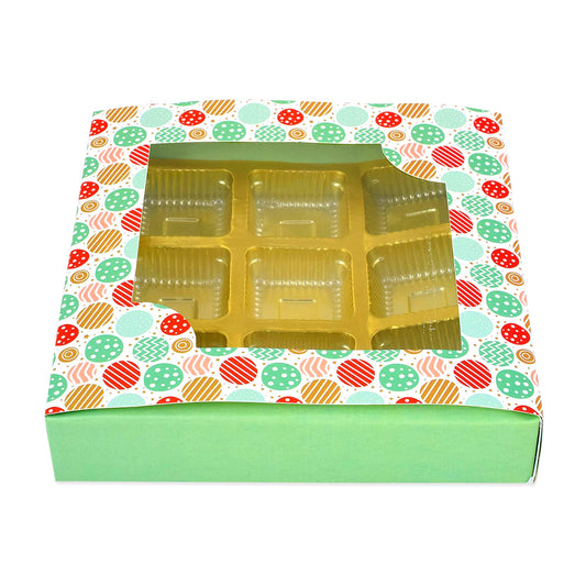 9 Cavity Folding Chocolates Packing Box - Floral Green | Grownex Packaging | Chocolate Box