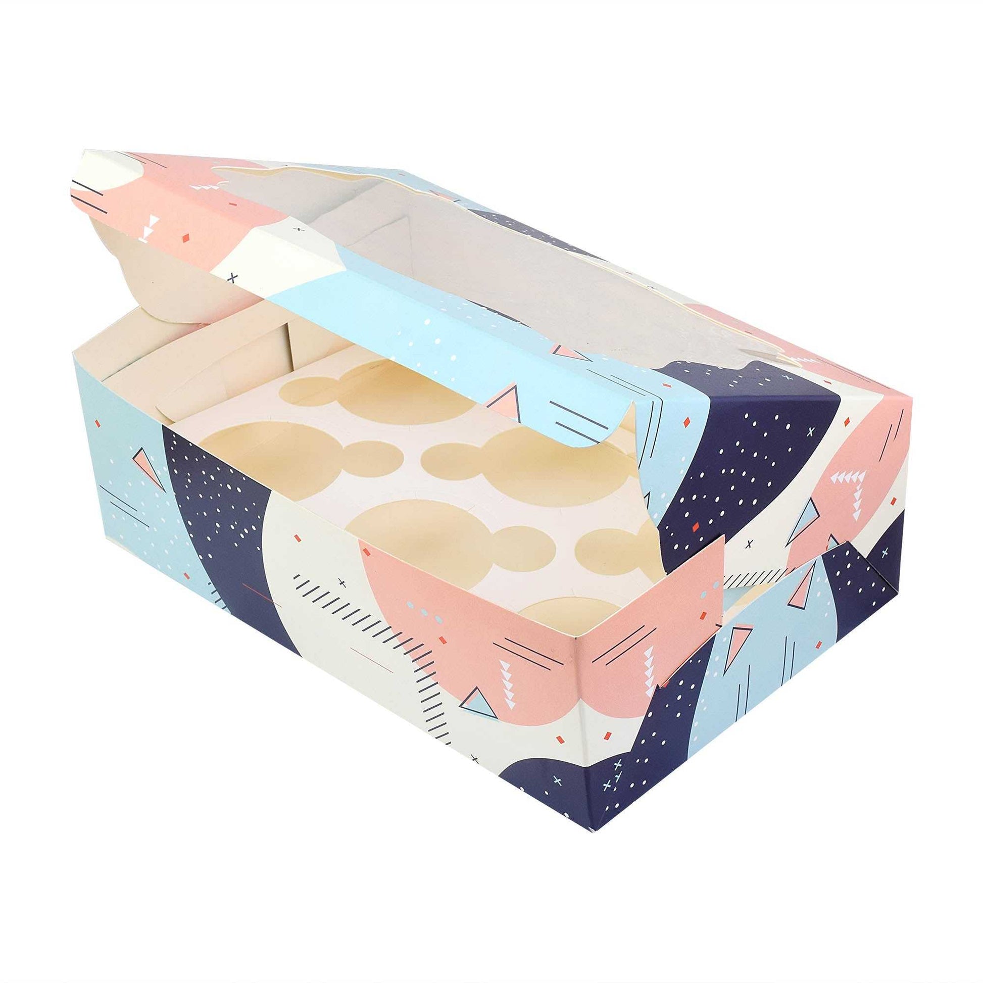 6 Pcs Cupcake Folding Box Multi Color | Grownex Packaging | Bakery Box