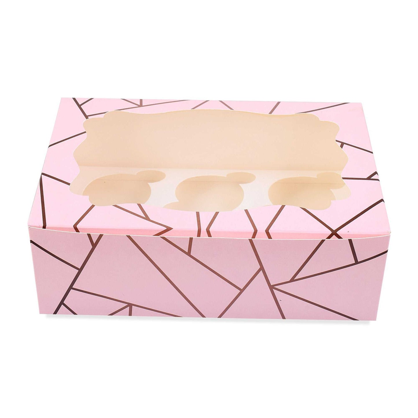 6 Pcs Cupcake Folding Box Pink | Grownex Packaging | Bakery Box