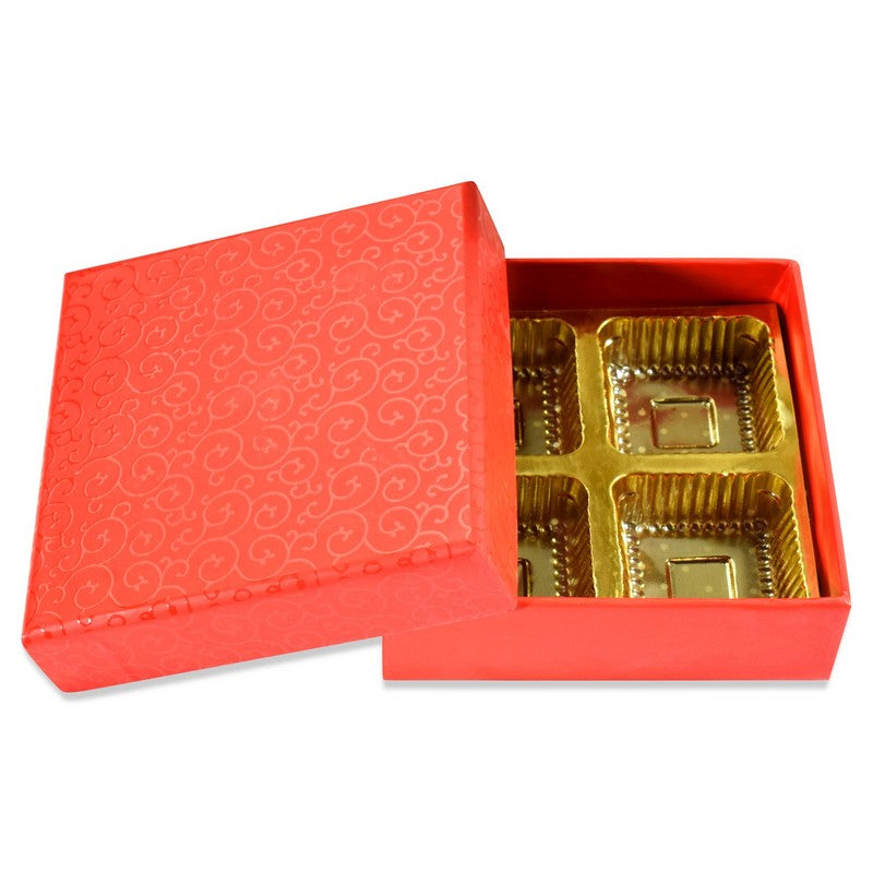 4 Pcs Cavity Chocolate Box - Red | Grownex Packaging | Chocolate Box