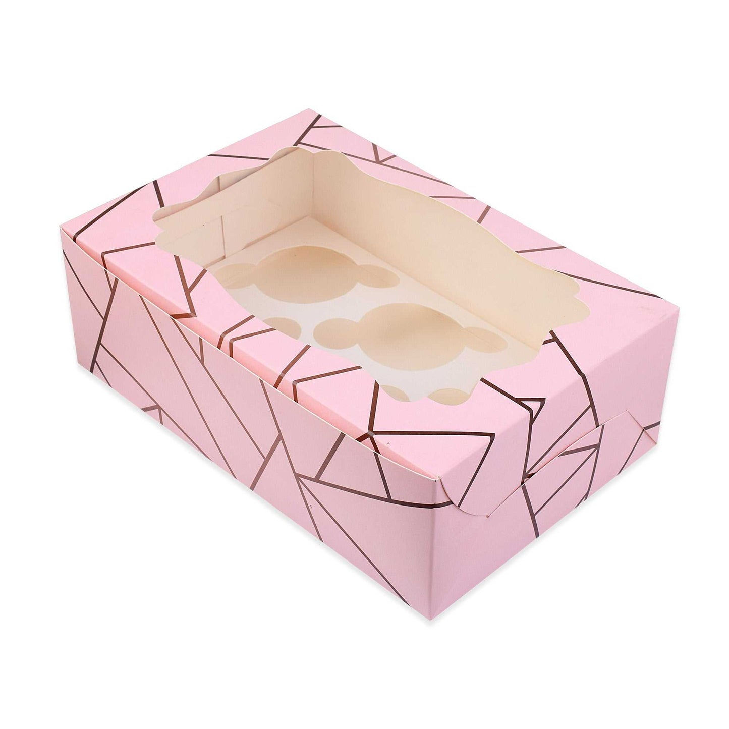 6 Pcs Cupcake Folding Box Pink | Grownex Packaging | Bakery Box