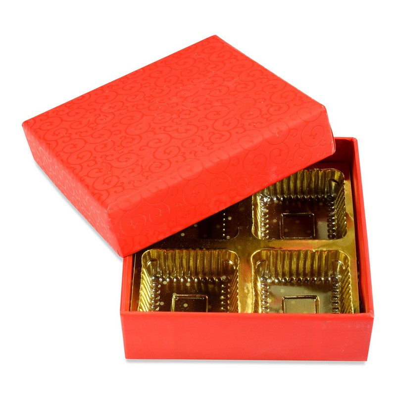 4 Pcs Cavity Chocolate Box - Red | Grownex Packaging | Chocolate Box