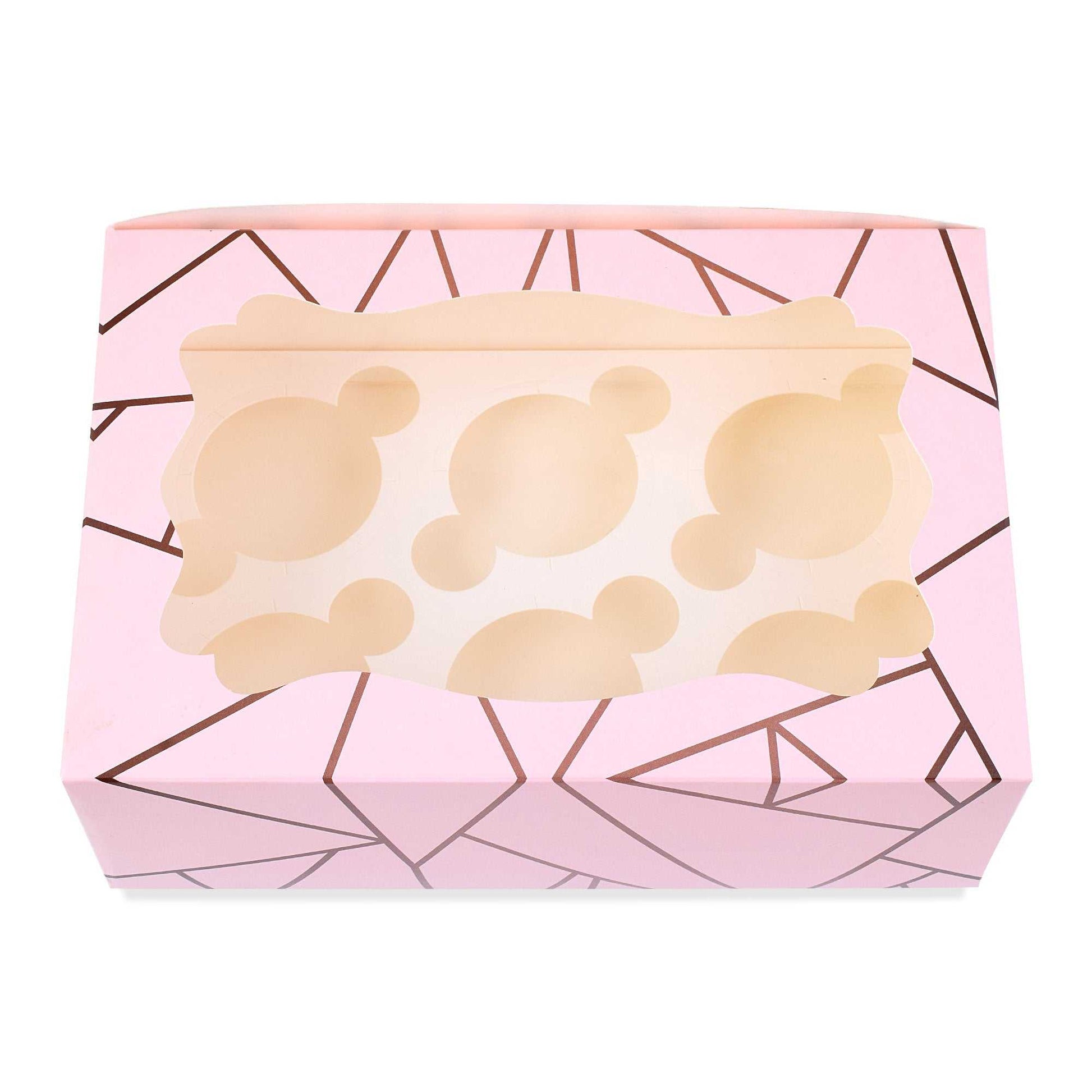 6 Pcs Cupcake Folding Box Pink | Grownex Packaging | Bakery Box