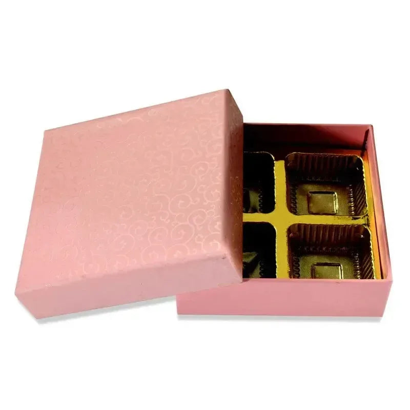 4 Pcs Cavity Chocolate Box - Baby Pink | Grownex Packaging | Chocolate Box