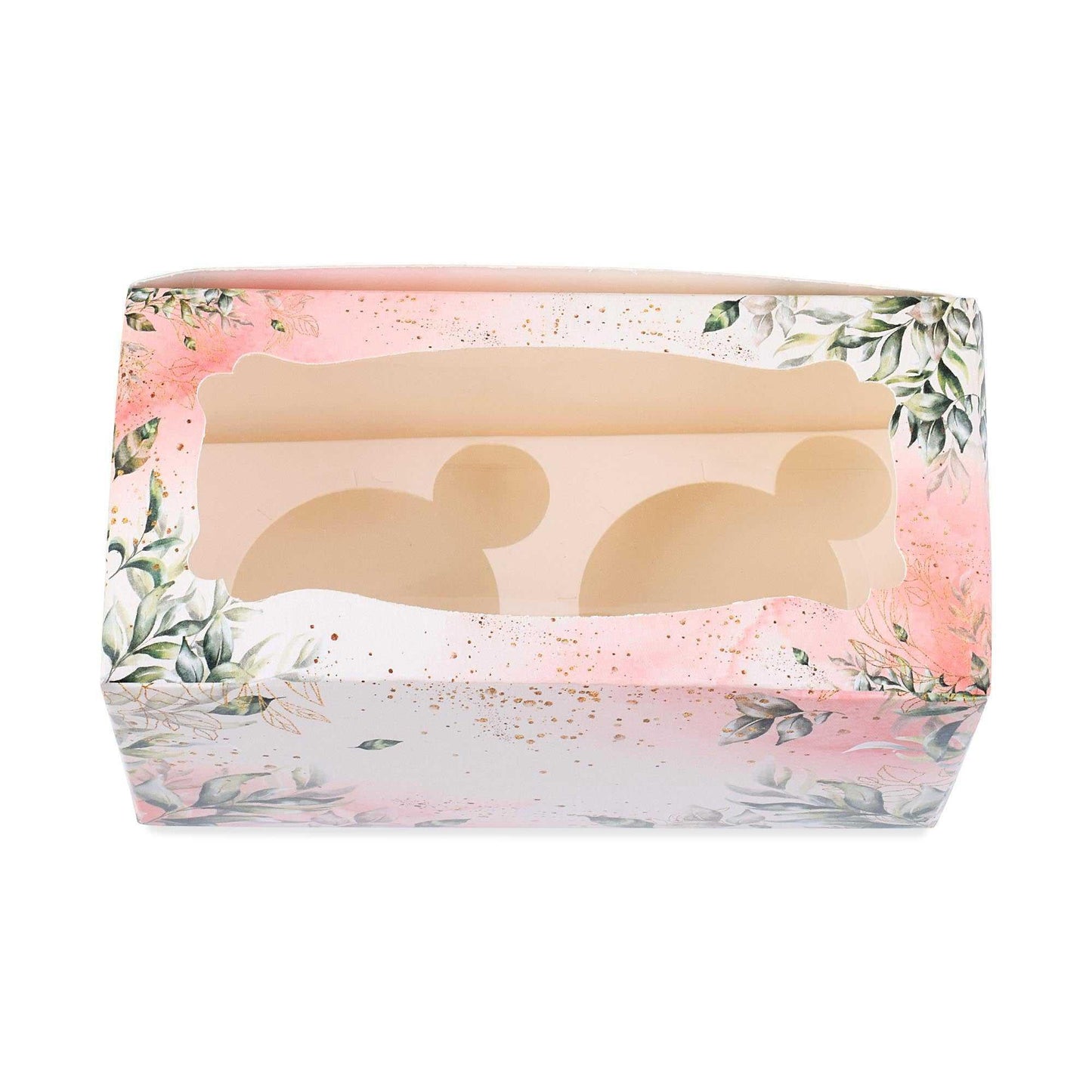 2 Pcs Cupcake Folding Pink Beige Box | Grownex Packaging | Bakery Box