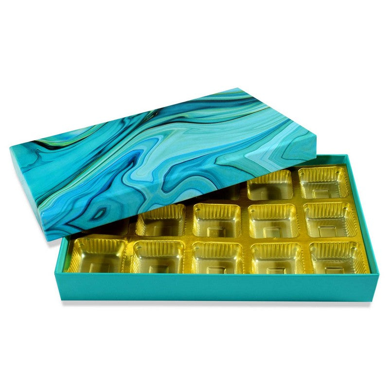 15 Pcs Cavity Chocolate Box - Marble Blue | Grownex Packaging | Chocolate Box