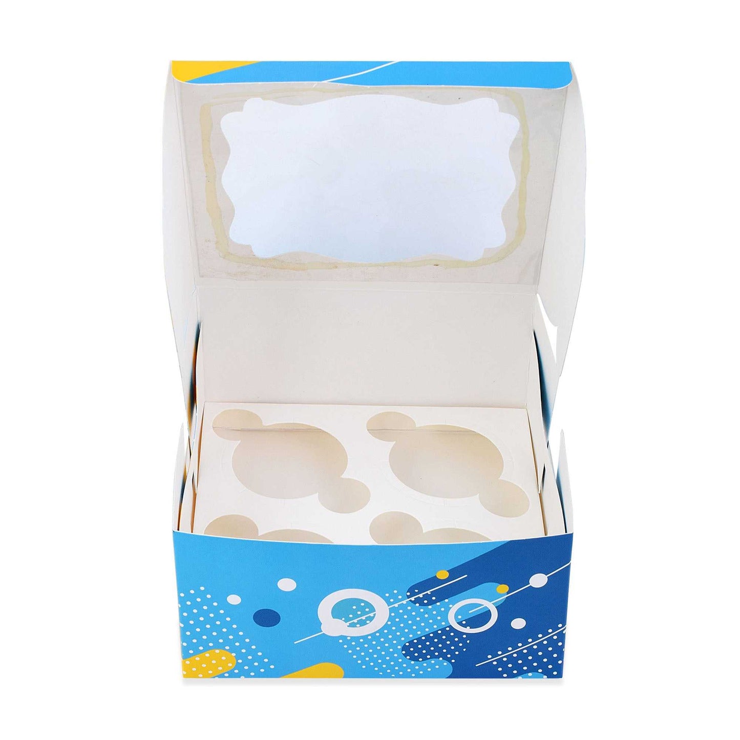 4 Pcs Cupcake Folding Box Blue | Grownex Packaging | Bakery Box