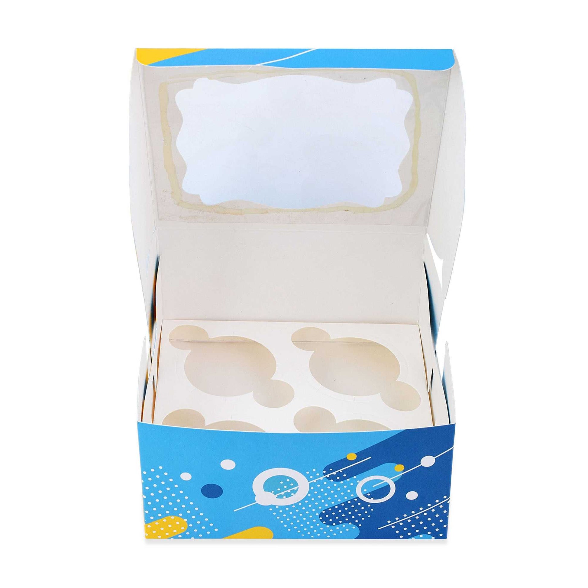 4 Pcs Cupcake Folding Box Blue | Grownex Packaging | Bakery Box