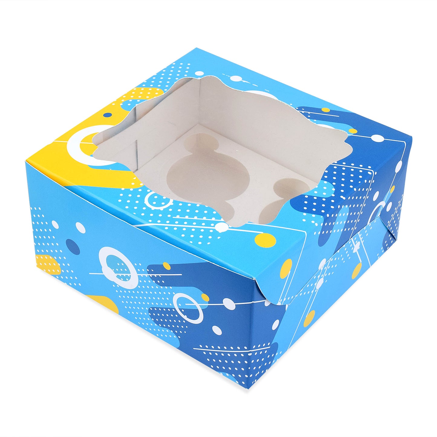 4 Pcs Cupcake Folding Box Blue