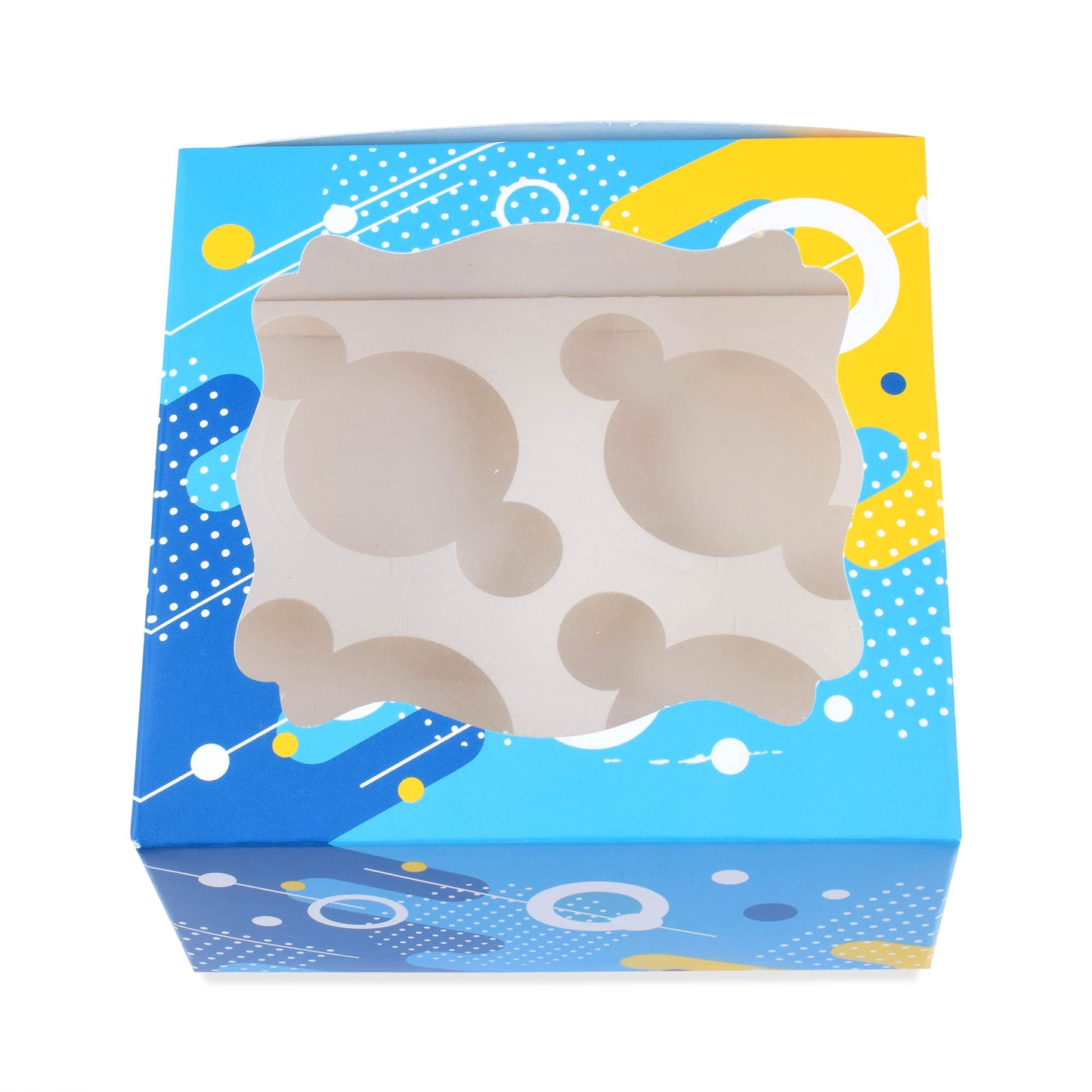 4 Pcs Cupcake Folding Box Blue