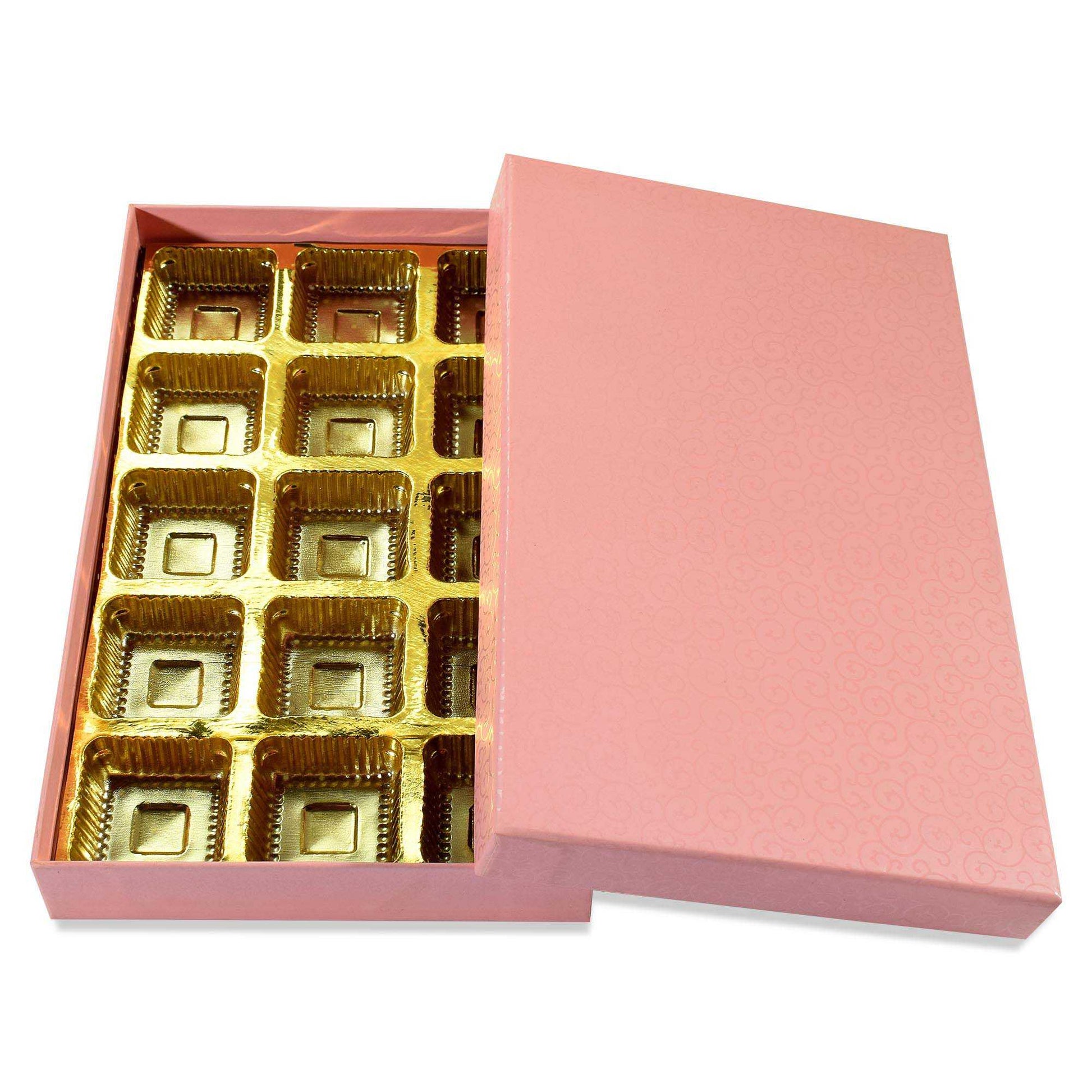 15 Pcs Cavity Chocolate Box - Baby Pink | Grownex Packaging | Chocolate Box