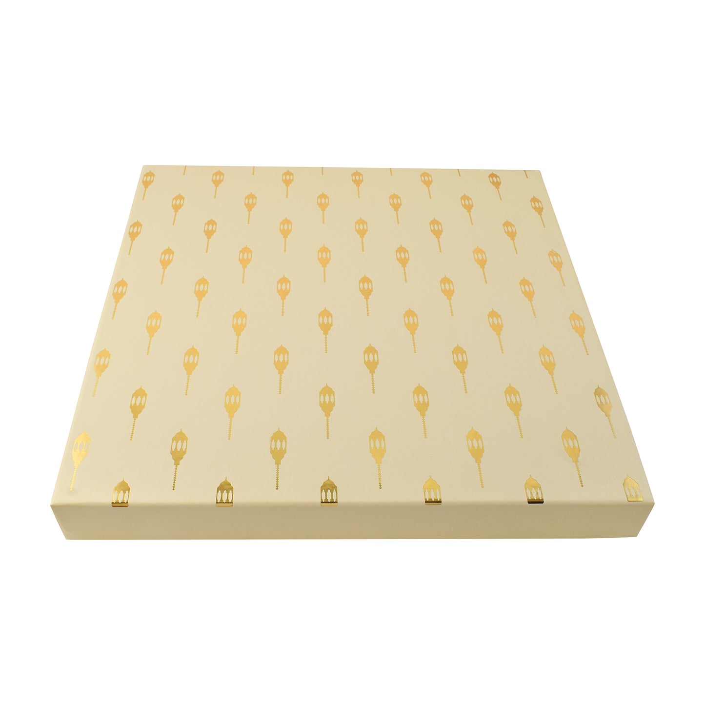 Off-White Square Dry Fruit Folding Box – 4-Compartment Foil Print | Grownex Packaging | Dry Fruit Box