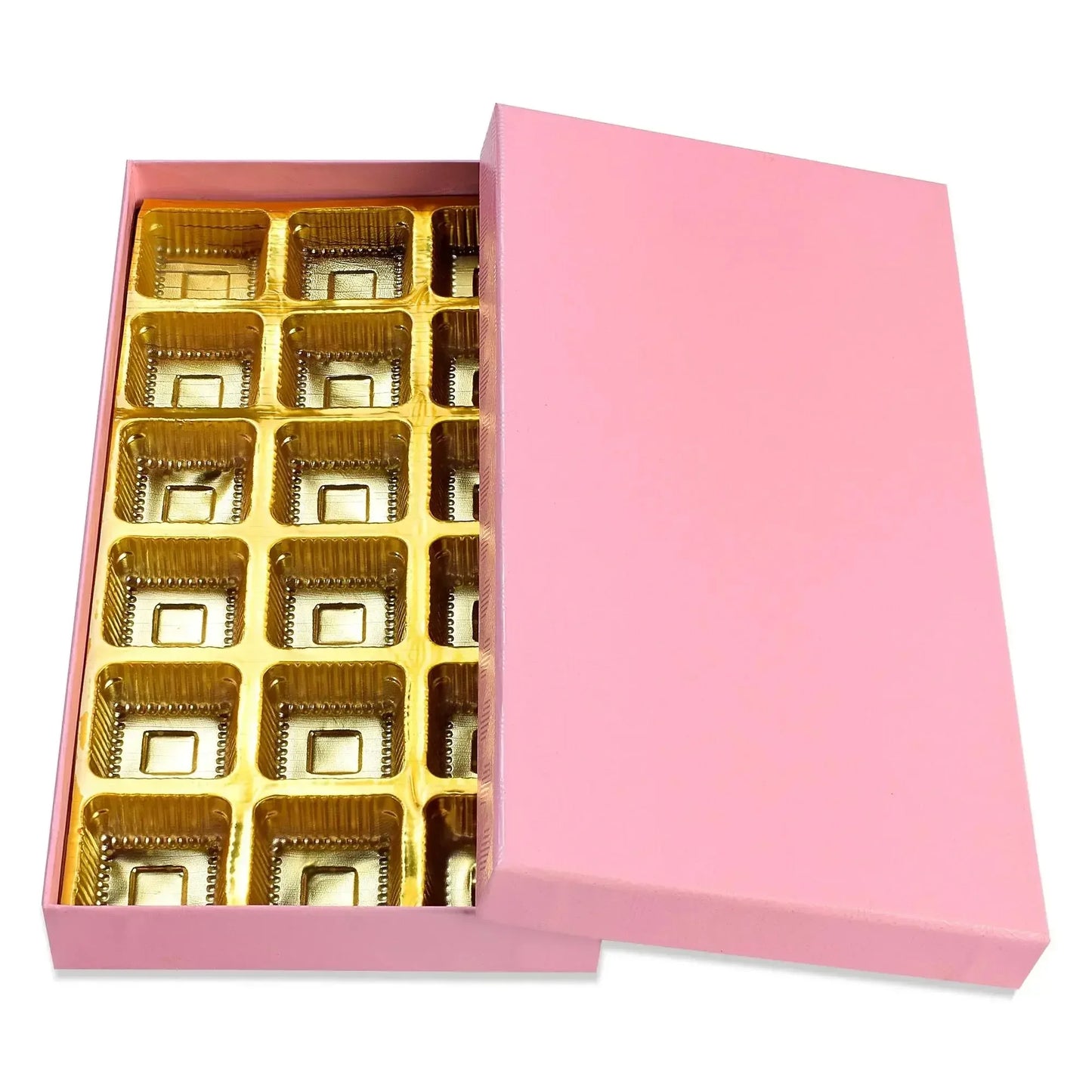 18 Pcs Cavity Chocolate Box - Baby Pink | Grownex Packaging | Chocolate Box