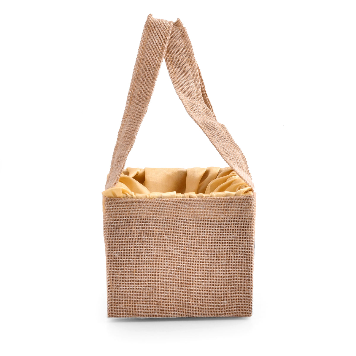 Jute Evil Eye Hamper Basket with Gold Satin Lining | Wedding Return Gift & Festive Gifting Basket
