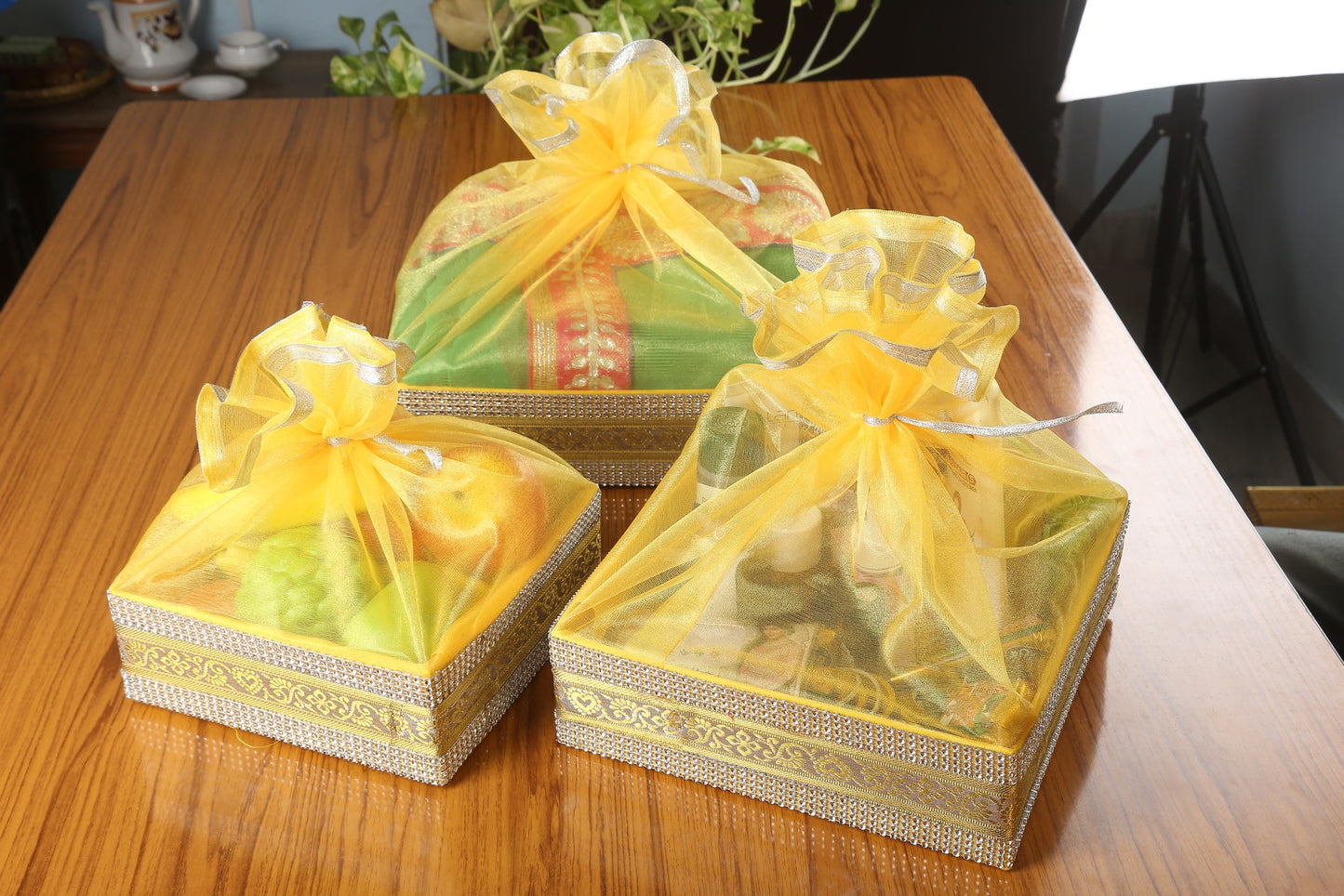 Yellow Gift Hamper Basket | Grownex Packaging | Basket & Tray