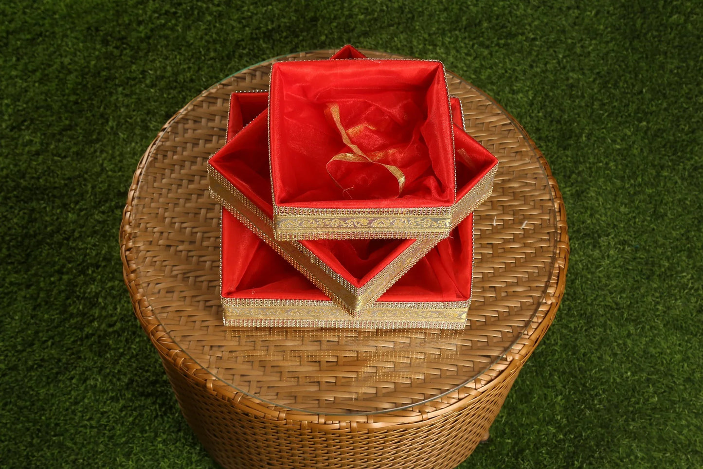 Set of 3 Red Gift Hamper Basket | Grownex Packaging | Basket & Tray