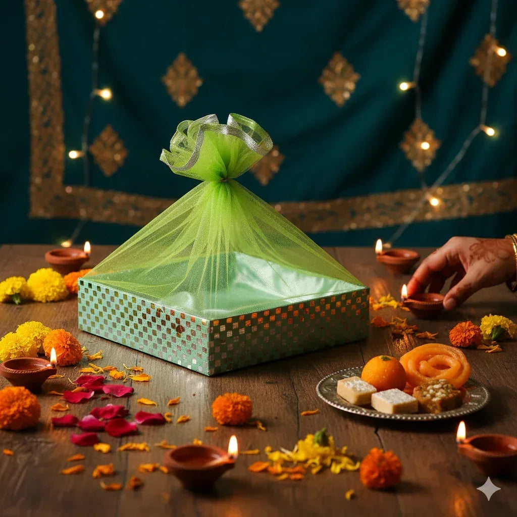Lime Green Gift Hamper Basket | Grownex Packaging | Basket & Tray