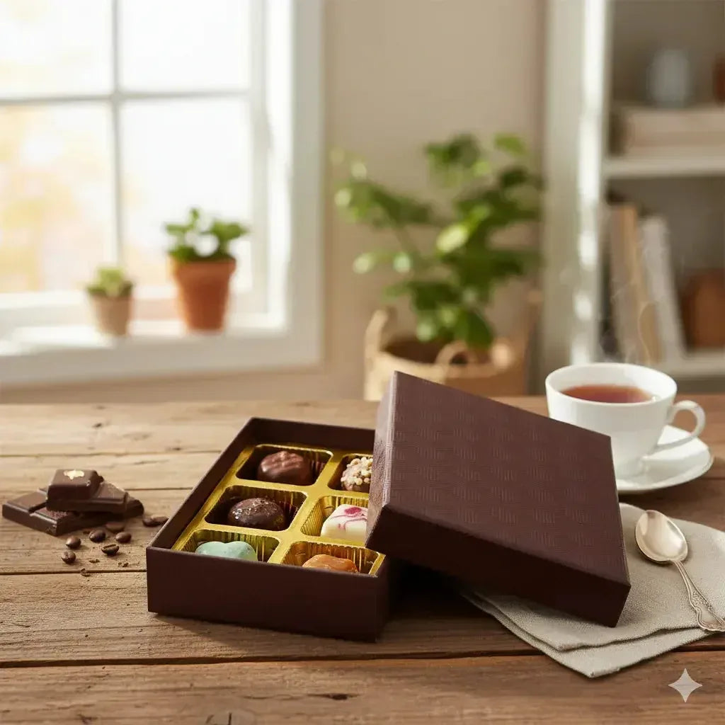 6 Pcs Cavity Chocolate Box - Brown | Grownex Packaging | Chocolate Box