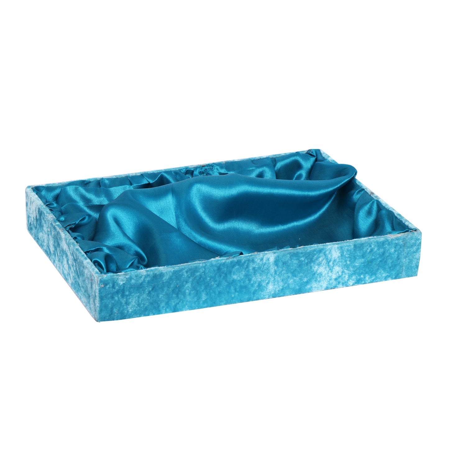 Sky Blue Velvet Wooden Hamper Tray (14×10×2 Inches)