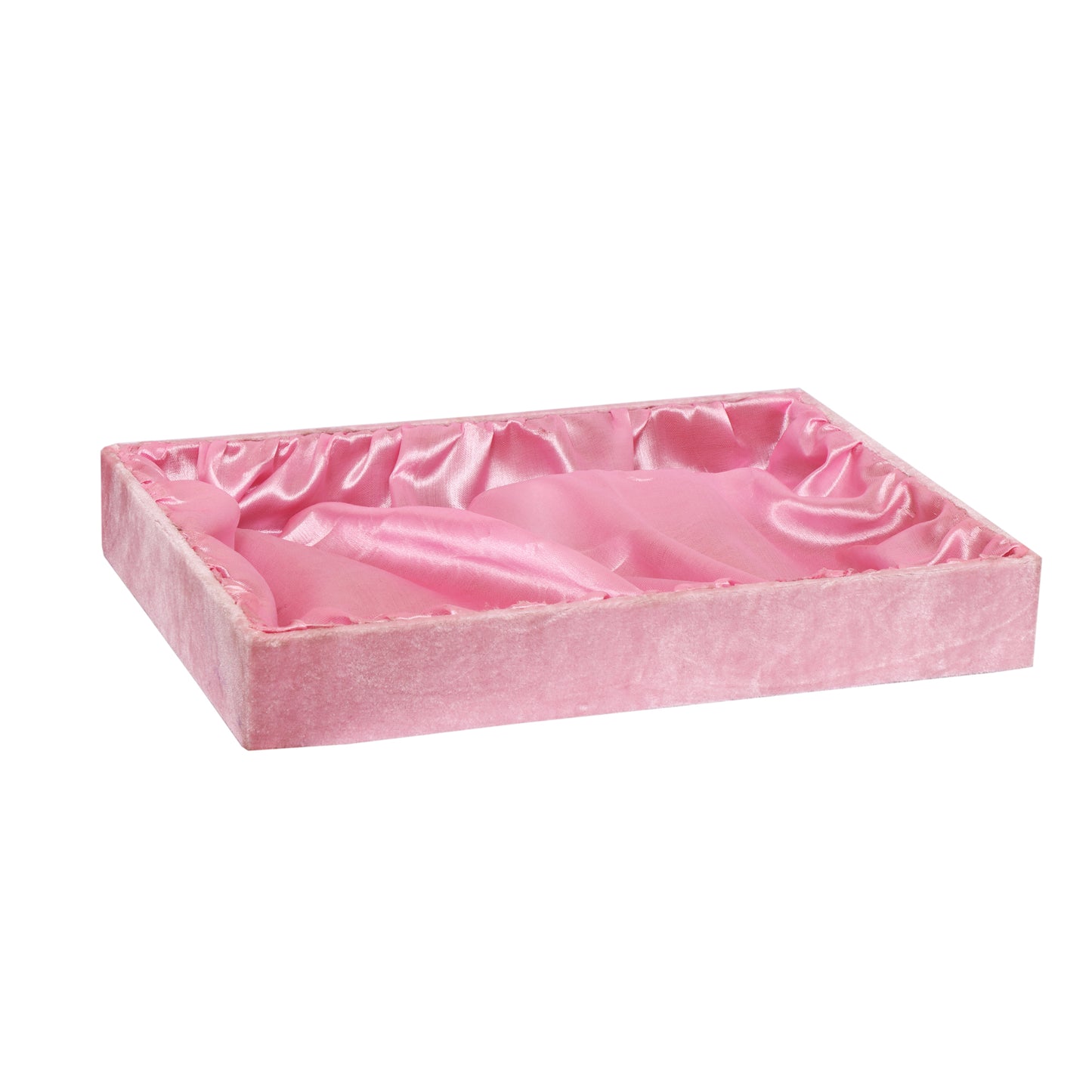 14x10x2 inch Velvet Fabric Covered Wooden Tray For Gift Hamper - Baby Pink | Grownex Packaging | Basket & Tray