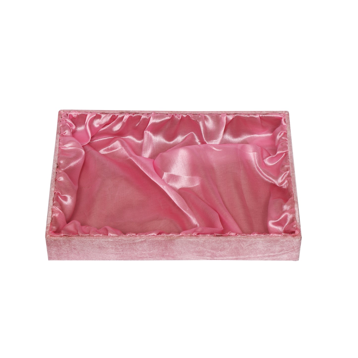14x10x2 inch Velvet Fabric Covered Wooden Tray For Gift Hamper - Baby Pink | Grownex Packaging | Basket & Tray