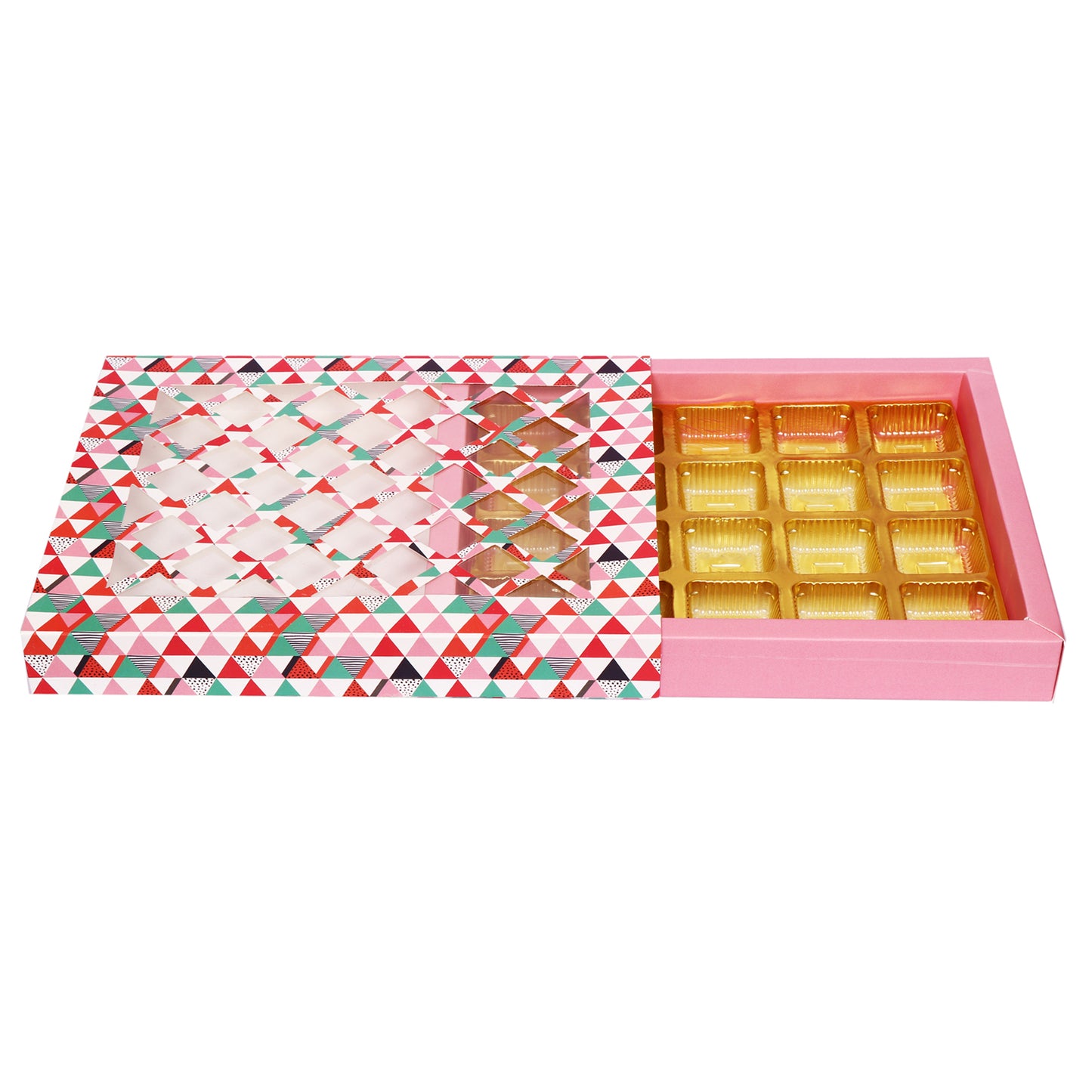 20 Cavity Folding Chocolates Packing Box - Diamond Pink | Grownex Packaging | Chocolate Box