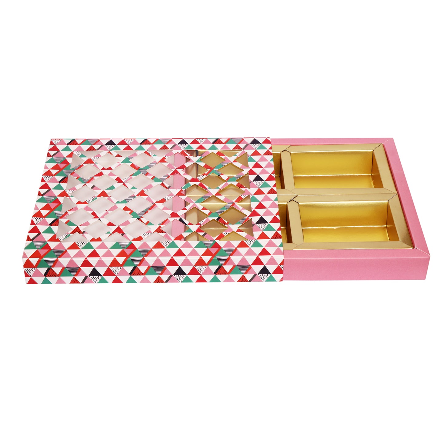 Pink Net-Pattern Square Folding Box for Dry Fruits | Stylish & Functional Gifting | Grownex Packaging | Dry Fruit Box